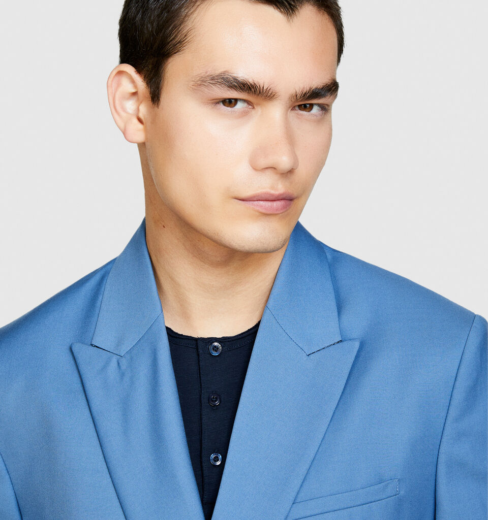 Slim comfort fit double-breasted blazer - men's blazers - Blue | Sisley image number 5